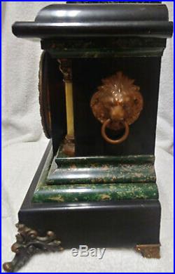 Antique Seth Thomas Adamantine Mantle Clock With Lions Heads Running C. 1908