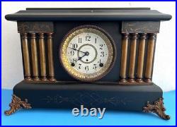 Antique Seth Thomas Adamantine Mantle Clock in Working Condition with Key