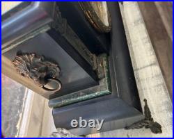 Antique Seth Thomas Adamantine Pillar Mantle Clock marbled Green lions head runs