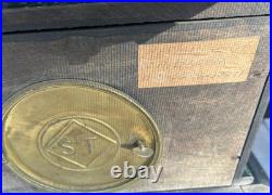 Antique Seth Thomas Adamantine Pillar Mantle Clock marbled Green lions head runs