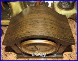 Antique Seth Thomas Adamantine Wood Grain Mantel Clock 8-Day, Time/Strike