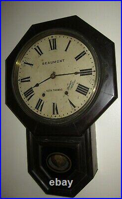 Antique Seth Thomas Advertising Wall Regulator Clock 8-Day, Time/Strike -Store#1