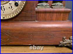 Antique Seth Thomas American Mantel Clock Lion Foot Key Chimes WORKS see VIDEO