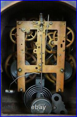 Antique Seth Thomas Art Deco Mahogany Tambour 8 Day Mantel Clock