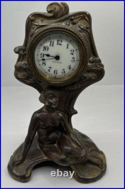 Antique Seth Thomas Art Nouveau Figural Mantel Clock Key Wind Not Working