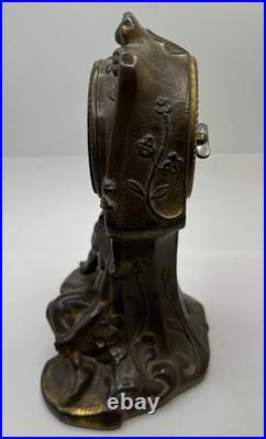 Antique Seth Thomas Art Nouveau Figural Mantel Clock Key Wind Not Working