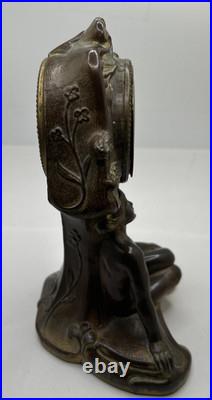 Antique Seth Thomas Art Nouveau Figural Mantel Clock Key Wind Not Working