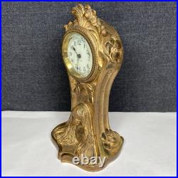 Antique Seth Thomas Art Nouveau Lady Woman Floral Ornate Desk Clock FOR PARTS Antique Seth Thomas Art Nouveau Lady Woman Floral Ornate Desk Clock FOR PARTS