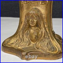 Antique Seth Thomas Art Nouveau Lady Woman Floral Ornate Desk Clock FOR PARTS Antique Seth Thomas Art Nouveau Lady Woman Floral Ornate Desk Clock FOR PARTS