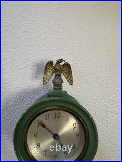 Antique Seth Thomas Banjo Clock Wall Works! Green Flowers Eagle Finial See Video