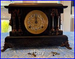 Antique Seth Thomas Bay State Adamantine Mantel Clock 4-Column Runs with2 Keys