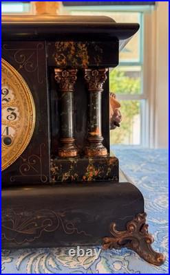Antique Seth Thomas Bay State Adamantine Mantel Clock 4-Column Runs with2 Keys