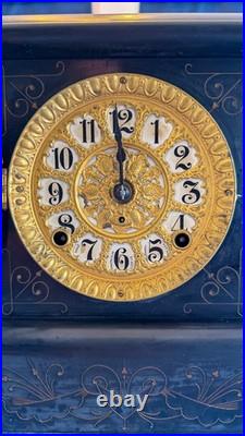 Antique Seth Thomas Bay State Adamantine Mantel Clock 4-Column Runs with2 Keys