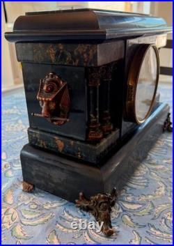 Antique Seth Thomas Bay State Adamantine Mantel Clock 4-Column Runs with2 Keys