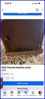 Antique Seth Thomas Beehive 8 Day Time & Strike Mantle Clock Serviced