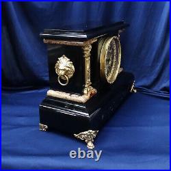 Antique Seth Thomas Black Adamantine Mantel Clock 1893 Runs Nicely Time & Strike