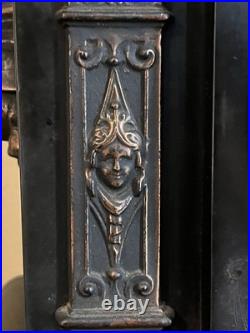 Antique Seth Thomas Black Mantel Clock Marbled Trims Hermes Side Mounts READ