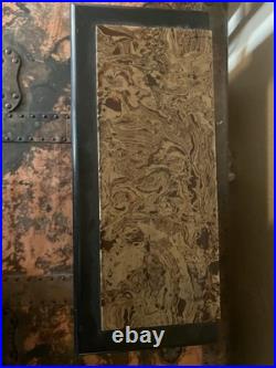 Antique Seth Thomas Black Mantel Clock Marbled Trims Hermes Side Mounts READ