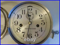 Antique Seth Thomas Brass Ships Clock With External Bell Tested Nice