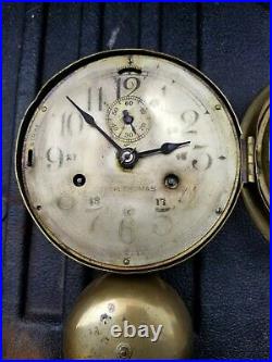 Antique Seth Thomas Brass Ships Clock with Attached Bell, see photos for condition