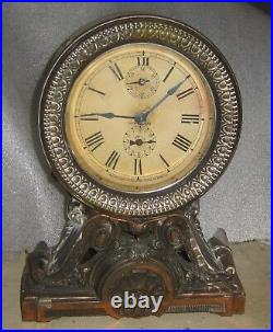 Antique Seth Thomas Bronze Long Alarm Ornate Victorian Bell Alarm Clock Working