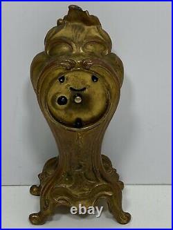 Antique Seth Thomas Bronzed Mantel Desk Clock Floral Art Nouveau Cast Spelter