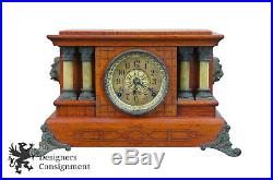 Antique Seth Thomas Cherry Adamantine 295E 4 Pillar Imperial Mantel Clock Lions