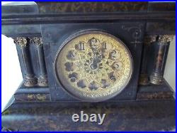 Antique Seth Thomas Clock 1880s Wind Up Mantle Adamantine 4 Column (WithKey) Works