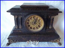 Antique Seth Thomas Clock 1880s Wind Up Mantle Adamantine 4 Column (WithKey) Works