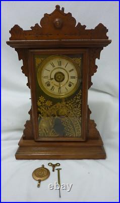 Antique Seth Thomas Clock Co Mantle Clock With Key & Pendulum