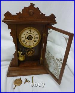 Antique Seth Thomas Clock Co Mantle Clock With Key & Pendulum