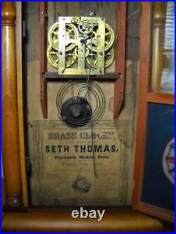 Antique Seth Thomas Column and Cornice Weight Driven Clock Nice Working Ca. 1885