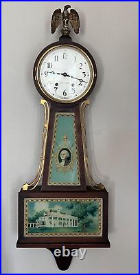 Antique Seth Thomas Crandall Banjo Clock Washington / Mt Vernon Working Complete