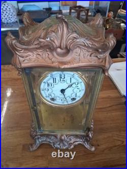 Antique Seth Thomas Crystal Regulator Mantel Clock Art Nouveau Style Working