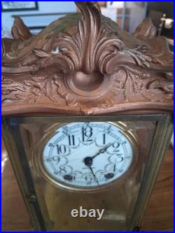 Antique Seth Thomas Crystal Regulator Mantel Clock Art Nouveau Style Working