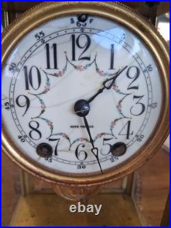 Antique Seth Thomas Crystal Regulator Mantel Clock Art Nouveau Style Working