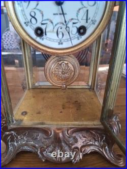Antique Seth Thomas Crystal Regulator Mantel Clock Art Nouveau Style Working