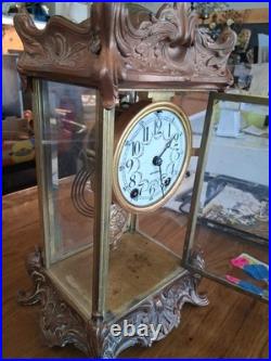 Antique Seth Thomas Crystal Regulator Mantel Clock Art Nouveau Style Working