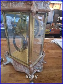 Antique Seth Thomas Crystal Regulator Mantel Clock Art Nouveau Style Working