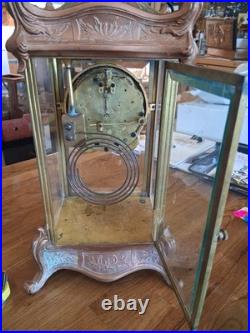 Antique Seth Thomas Crystal Regulator Mantel Clock Art Nouveau Style Working