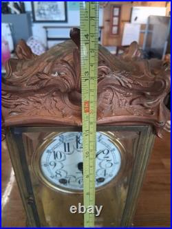 Antique Seth Thomas Crystal Regulator Mantel Clock Art Nouveau Style Working