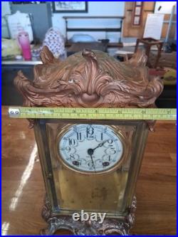 Antique Seth Thomas Crystal Regulator Mantel Clock Art Nouveau Style Working