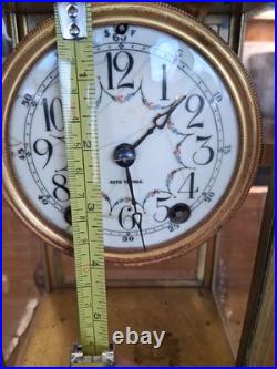 Antique Seth Thomas Crystal Regulator Mantel Clock Art Nouveau Style Working