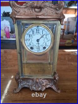 Antique Seth Thomas Crystal Regulator Mantel Clock Art Nouveau Style Working
