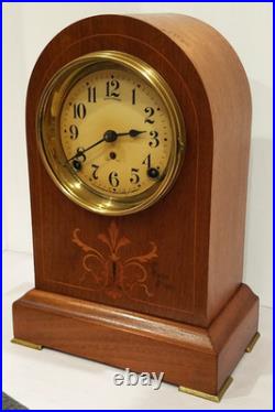 Antique Seth Thomas Doric Inlaid Mantel Clock 8-Day, Time/Strike, Key-wind