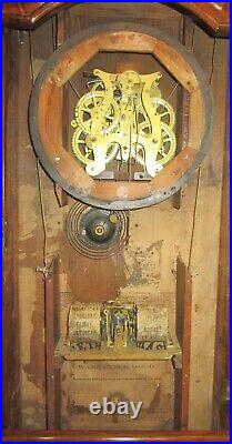 Antique Seth Thomas Double Dial Calendar Big Parlor Clock Weights Driven, 8-Day