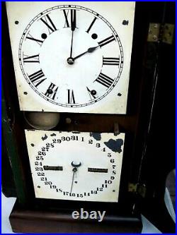 Antique Seth Thomas Double Dial Calendar Clock-m 27 Inches. Rosewood Case