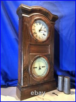 Antique Seth Thomas Double Dial, Calendar Strikes Clock, 2 Weight Driven Antique Seth Thomas Double Dial, Calendar Strikes Clock, 2 Weight Driven