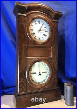 Antique Seth Thomas Double Dial, Calendar Strikes Clock, 2 Weight Driven Antique Seth Thomas Double Dial, Calendar Strikes Clock, 2 Weight Driven