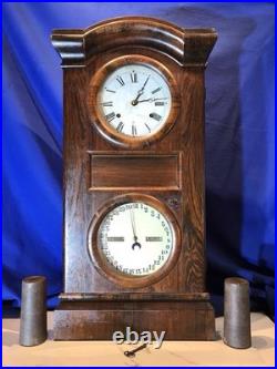 Antique Seth Thomas Double Dial, Calendar Strikes Clock, 2 Weight Driven Antique Seth Thomas Double Dial, Calendar Strikes Clock, 2 Weight Driven